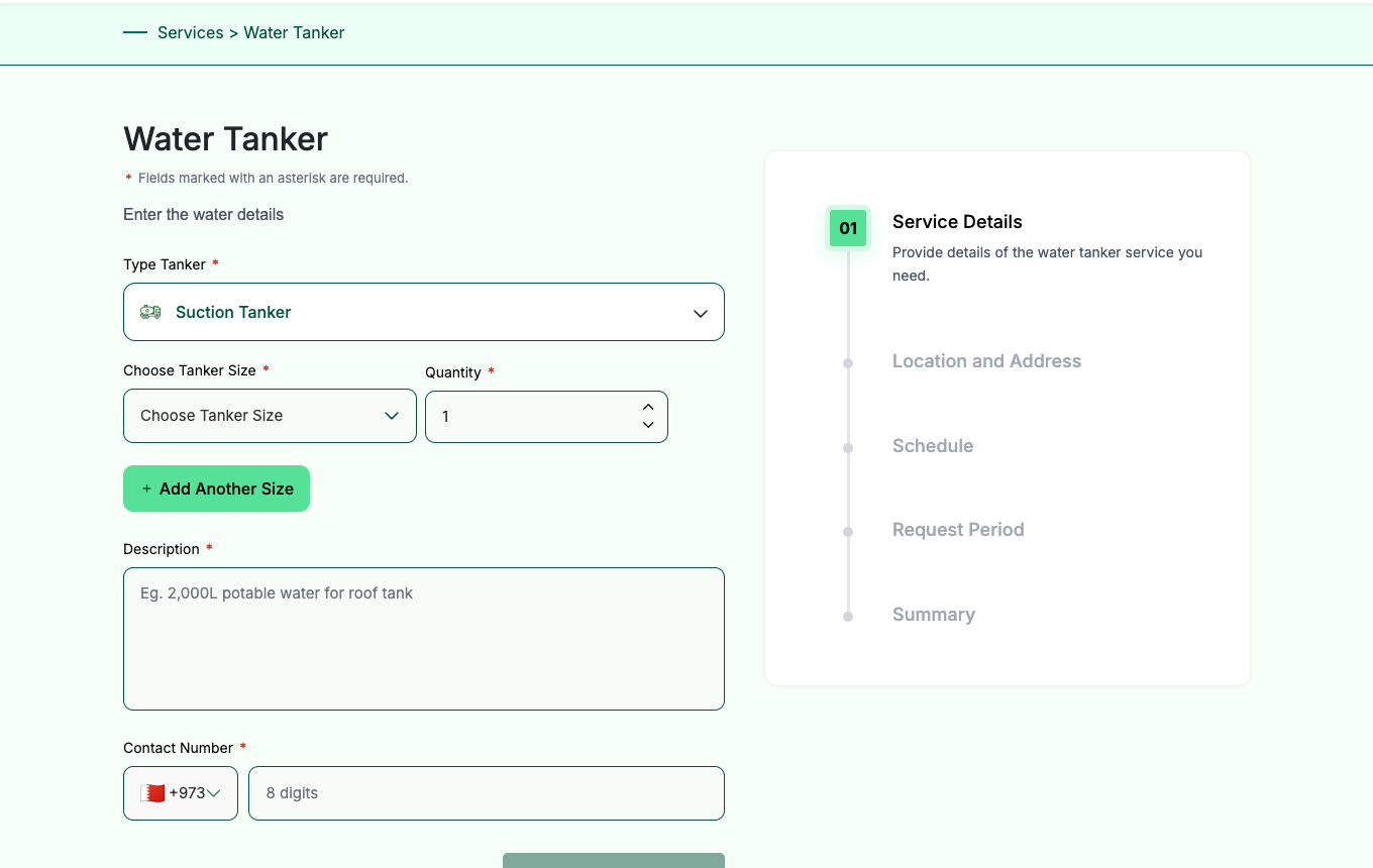 The booking form. The panel on the right shows how far through you are.